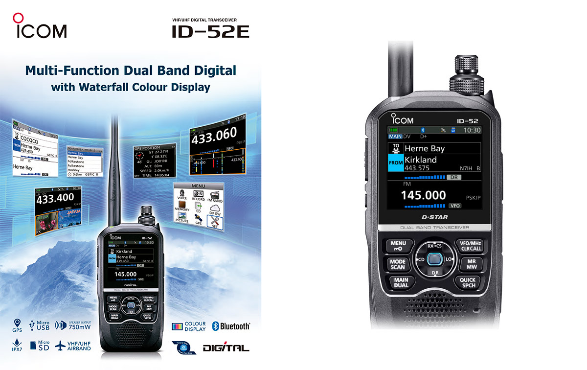 ICOM ID-52E PLUS Walkie doble banda VHF/UHF DIGITAL D-Star y Bluetooth