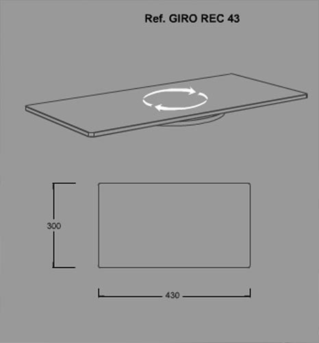 GIROREC43 Soporte rectangular de cristal giratorio para pantallas TV.