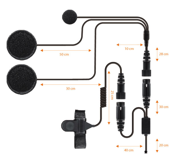 NAUZER KIM-55-K. Headset Microphone Kit for use with helmet. For Kenwood, Puxing and Wouxun handhelds