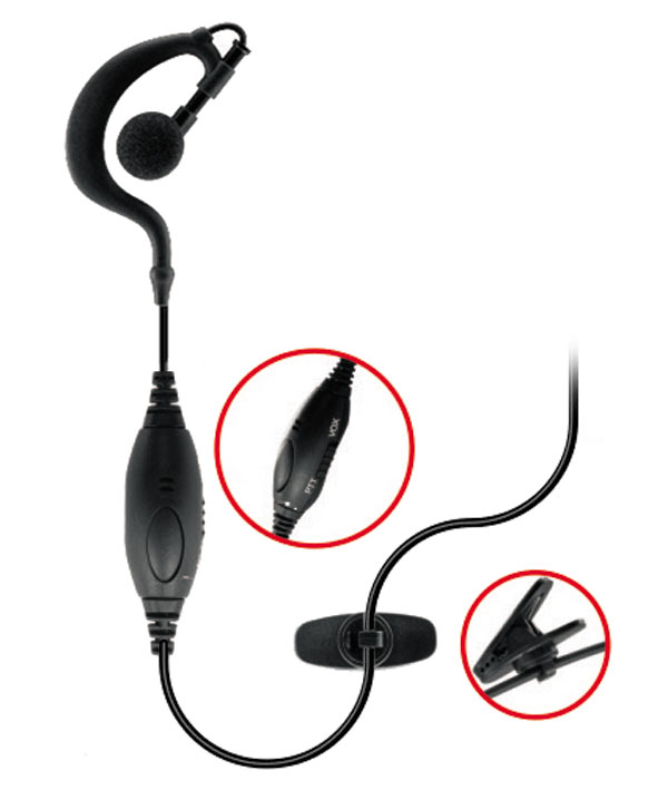 Nauzer PIN-30-M2 10 UNITS PACK. High quality micro-earphone with VOX and PTT system. For MOTOROLA handhelds