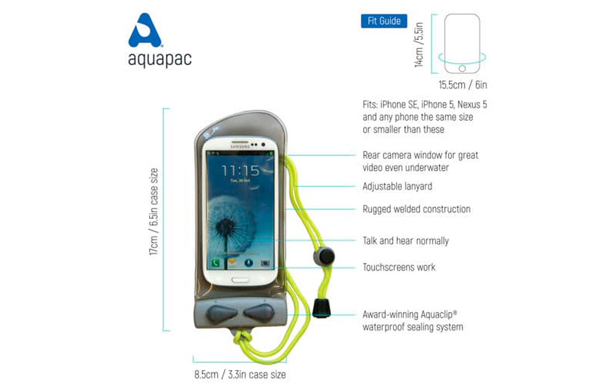 Impermeabilidad Total: La funda AQUAPAC 108 está diseñada con materiales impermeables de alta calidad que garantizan la protección total contra el agua. Puedes sumergir tu teléfono móvil sin preocuparte por daños causados por el agua.