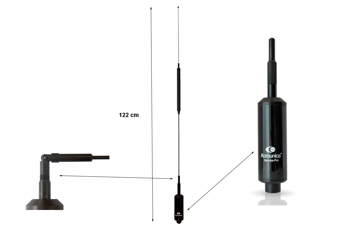 KOMUNICA BAZOKA-PO Antena móvil HF banda ancha 7 a 30 Mhz y 50 Mhz