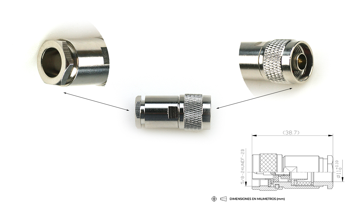 CON-4260 Conector N macho para RG-213 y LMR400 etc.