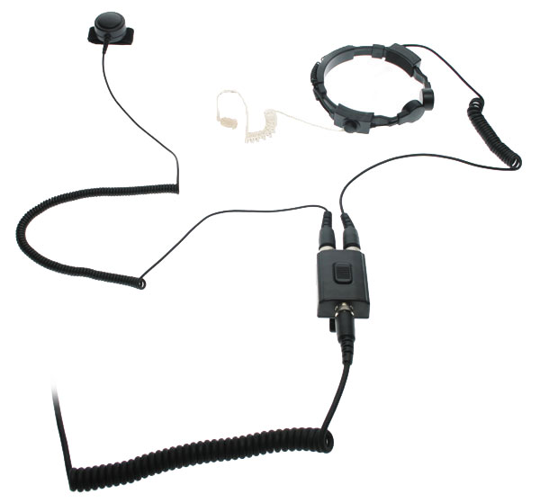 Nauzer PLX220-M2. Professional throat activated microphone with double PTT button. For MOTOROLA handhelds