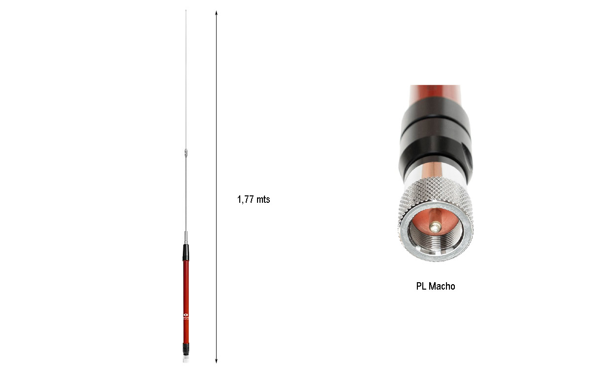 antena portable de banda ancha de 7 a 430 mhz pwr comunica hf-pro-1 color rojo