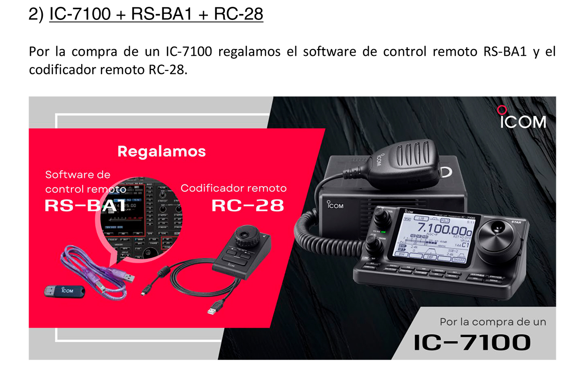 IC7100 ICOM Transceptor movil multibanda, pantalla táctil. HF + 6M + 4m + VHF + UHF