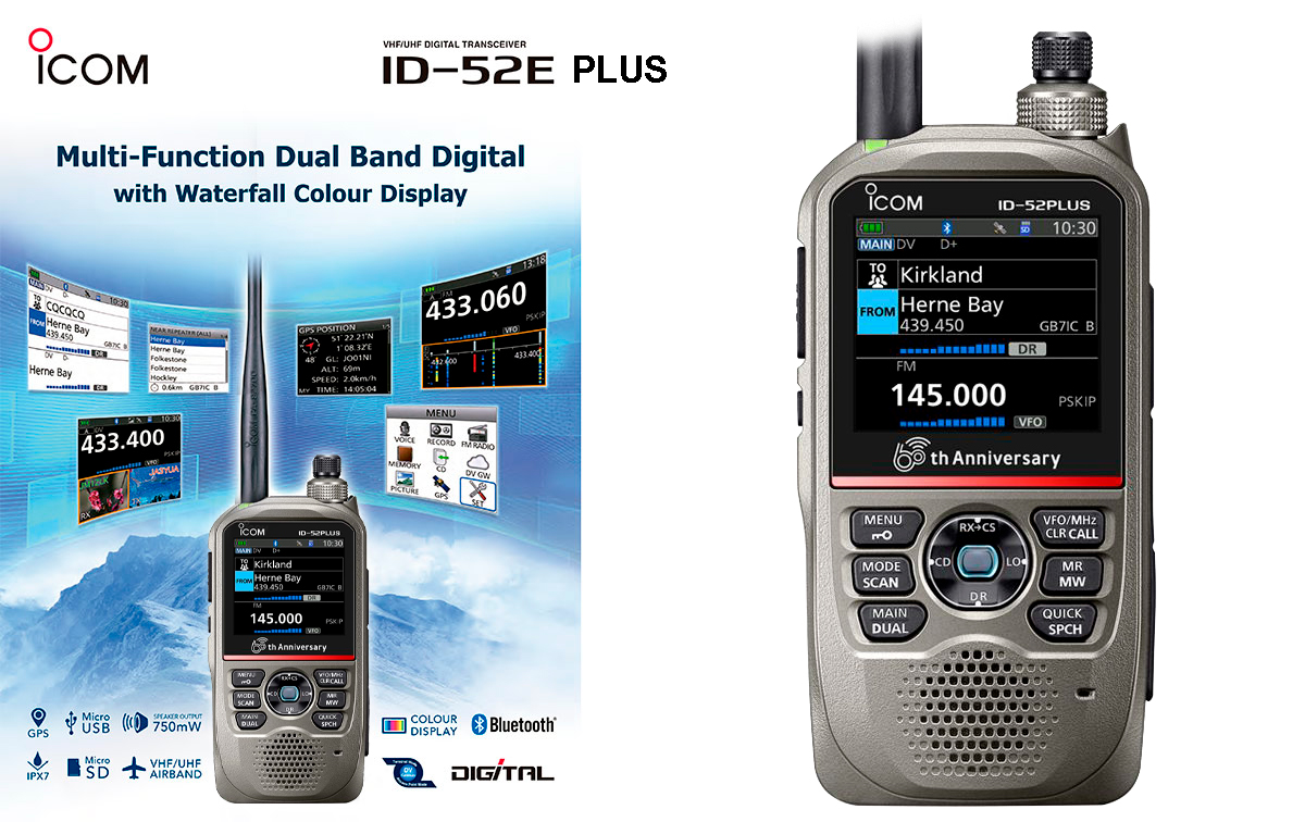 icom id-52e plus walkie doble banda vhf/uhf digital d-star y bluetooth