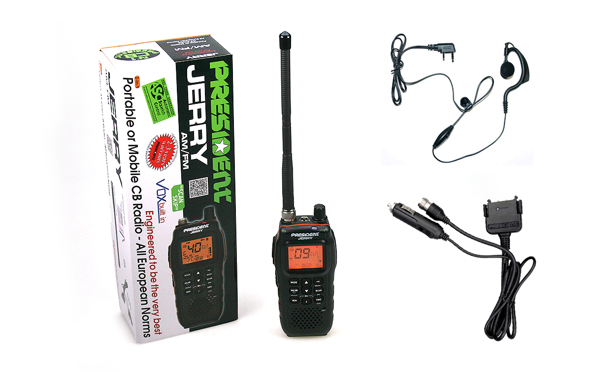 PRESIDENT JERRY Portatil AM/FM walkie CB 27 Bateria Litio 1800 mAh