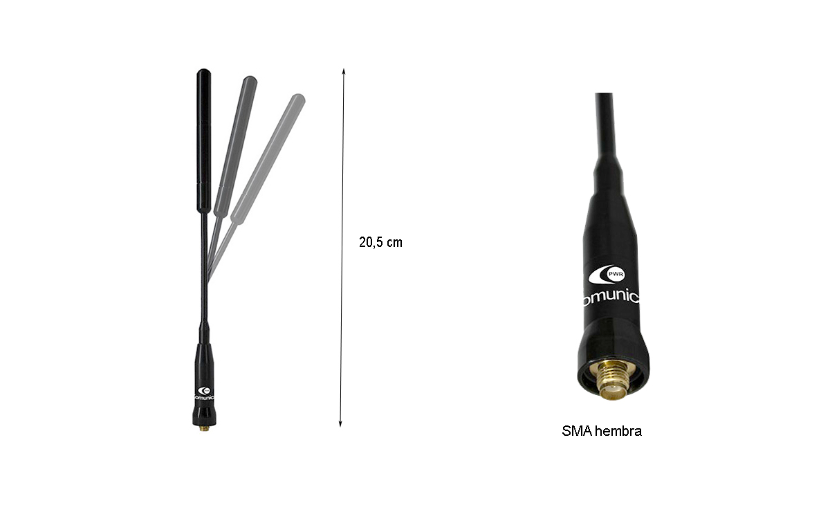 KOMUNICA PWR-TA-20-SMAF Antena walkie VHF-UHF SMA Hembra 20,5 cm