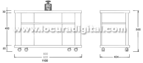TANGER Model 110 TABELA DE PLASMA, LCD DE 42 A 50 polegadas - Cor preta