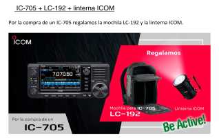 Por la compra de un IC-705 regalamos la mochila LC-192 y la linterna ICOM.