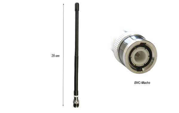 Antena CB MAAS KHA-27-TNC 27 Mhz para walkies. 24cm. Conector TNC