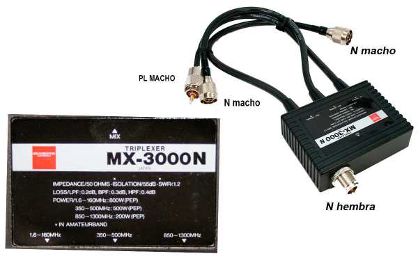 Diamond MX-3000N Triplexer N et PL 1,6 160-350 500 et 850-1300 Mhz