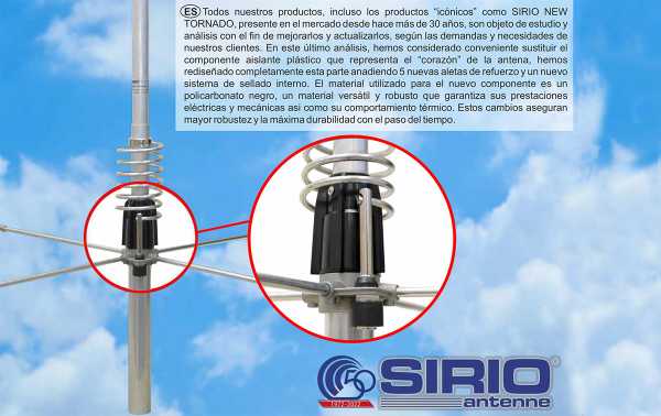 NEW SIRIO TORNADO CB base antenna from 27 to 30 Mhz. 5/8, Height: 7.23...