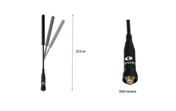 KOMUNICA PWR-TA-20-SMAF Antena walkie VHF-UHF SMA Hembra 20,5 cm