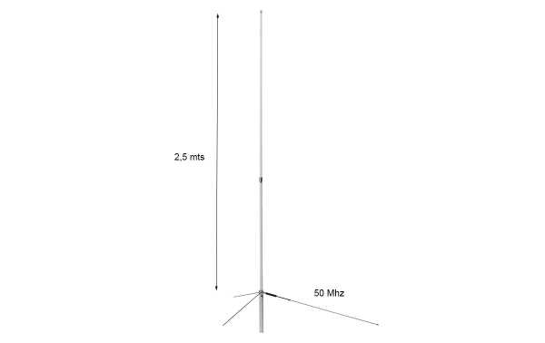 KOMUNICA V-2000-PWR Antena base Tribanda en fibra 50-144-430 Mhz. 