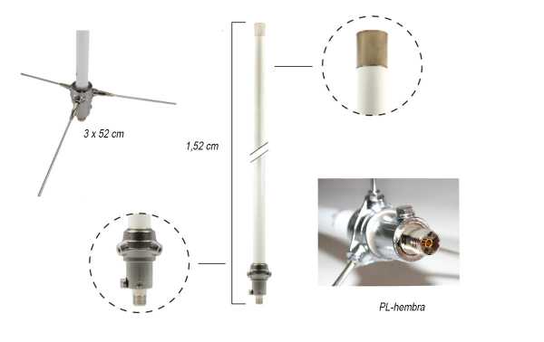 antena de emisora para base Diamond X-30n polarizacion vertical